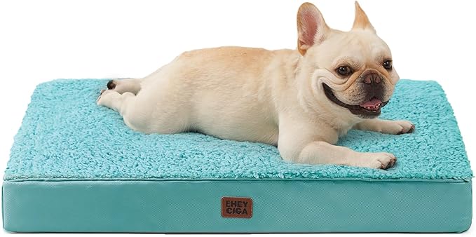 EHEYCIGA Orthopedic Medium Dog Beds for Small Dogs with Removable Washable Cover for Crate, Turquoise Blue, 30x20