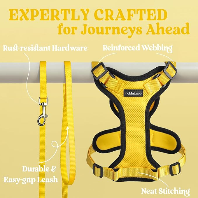 rabbitgoo Cat Harness and Leash for Walking, Escape Proof Soft Adjustable Vest Harnesses for Cats, Easy Control Breathable Reflective Strips Jacket, Yellow, XXS