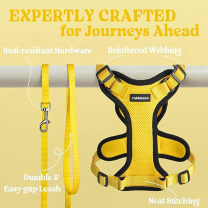 rabbitgoo Cat Harness and Leash for Walking, Escape Proof Soft Adjustable Vest Harnesses for Cats, Easy Control Breathable Reflective Strips Jacket, Yellow, XXS