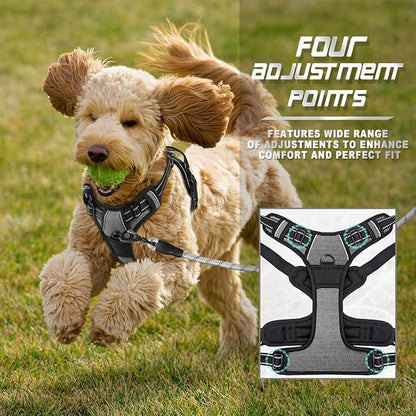 BARKBAY No Pull Dog Harness Front Clip Heavy Duty Reflective Easy Control Handle for Large Dog Walking(Dark Grey,XS)