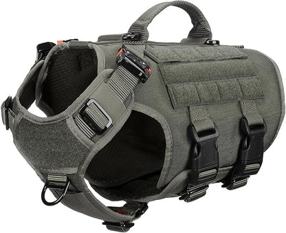 ICEFANG GN3 Tactical Dog Harness with 6X Buckle,Dog Molle Vest with Handle,3/4 Body Coverage,Hook and Loop Panel for ID Patch,No Pulling Front Clip (S (22"-27" Girth), Ranger Green)