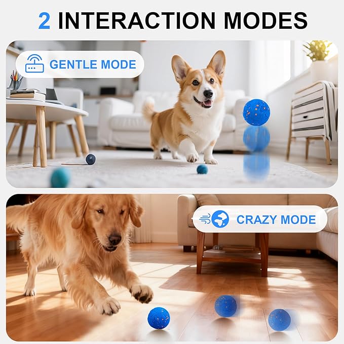 Interactive Dog Ball,Moving Bouncing Dog Toy for Large Dogs, USB Rechargeable Auto-Moving Pet Ball, Durable Interactive Dog Toy for Active Large Breed Puppies & Adult Dogs