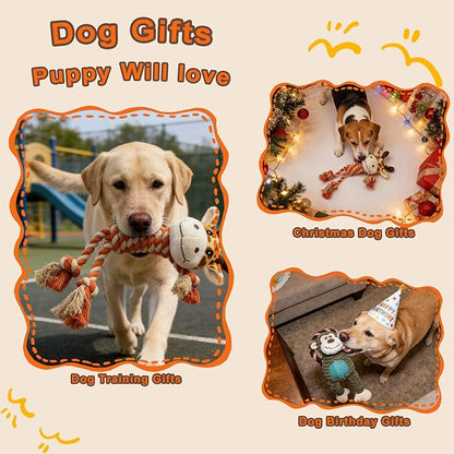 Rope Dog Toys to Keep Them Busy - Tug of War Dog Toys for Boredom Plush Interactive Squeaky Puppy Toys for Small Medium Large Dogs