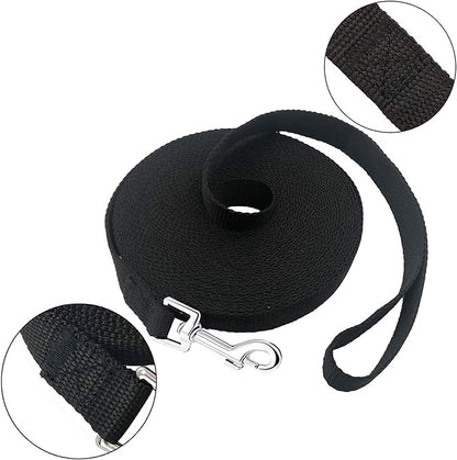PETGOGO 15ft 20ft 30ft 40ft 50ft Long Dog/Puppy Lead Obedience Recall Training Dog Leashes for Small Medium Dogs Camping, Training, Play, or Backyard (50 FT, Black)