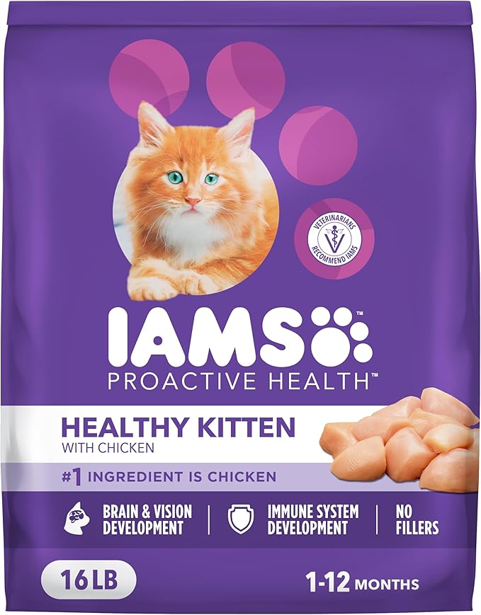 IAMS Proactive Health Healthy Kitten Dry Cat Food with Chicken, 16 lb. Bag