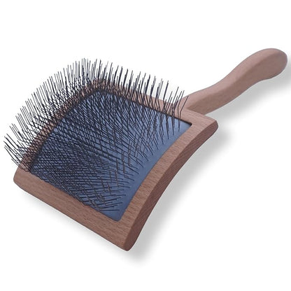 Big slicker brush for large dogs - Dog Brush for Shedding & Long Hair Cats Tool: Thick Coat Daily Care Painless Mat Remover Trusted by Pet Owners" (natural wood color)