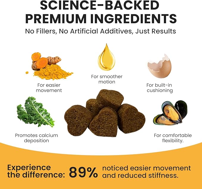 Furry Armor Dog Hip and Joint Supplement with Glucosamine & Chondroitin - Supports Mobility & Pain Relief for Senior & Large Dogs - 180 Soft Chews