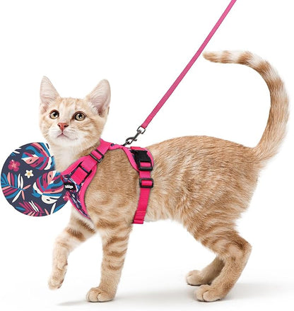 rabbitgoo Cat Harness and Leash for Walking, Escape Proof Soft Adjustable Vest Harnesses for Cats, Easy Control Breathable Reflective Strips Jacket, Coconut Fuchsia,S