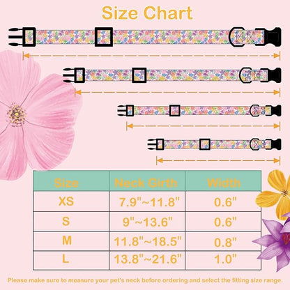 Faygarsle Dog Collar for Small Medium Large Dogs Cute Puppy Collars for Female Dogs Floral Patterned Pet Collars for Summer Spring Wedding Puppy Necklace Girl Dog Collar L