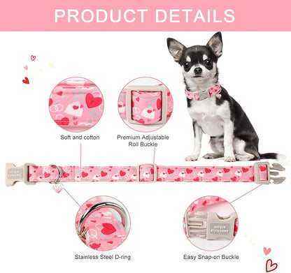 Unique style paws Valentine's Day Dog Collar Plastic Buckle Collar with Pendant Love Letter Lock Gift Wedding Small Medium Large Boys Girls Dogs