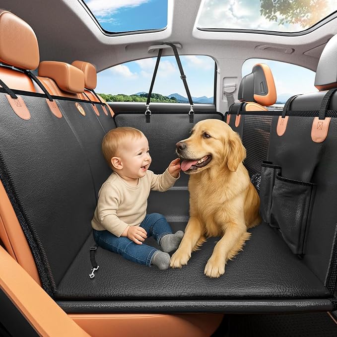 KARMNEEV Dog Seat Extender for Cars, Heavy-Duty Waterproof Dog Travel Back Seat Bridge, Anti-Scratch, Easy-Clean Surface, Designed for SUV and Truck Owners with Active Dogs, 400lb Max Load