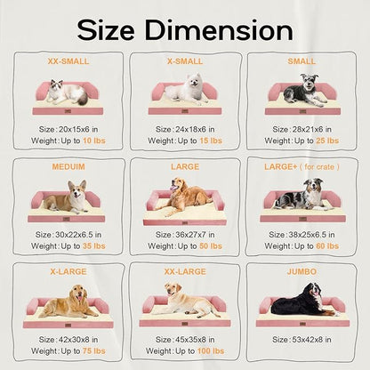 Small Dog Bed Waterproof Orthopedic Dog Beds for Medium Sized Dogs Comfy Pet Cat Bed with Sides, Washable Removable Cover