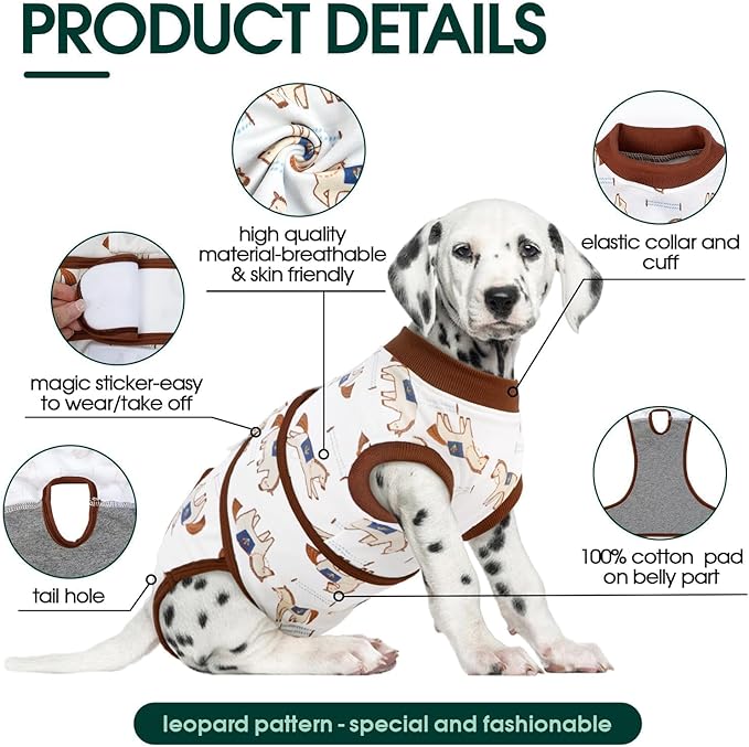 Kuoser Dog Recovery Suit for Post-Surgery Care, Spay Neuter Bodysuit for Female & Male Dogs, Anti-Licking Surgical Onesie, Snug Fit for Abdominal Wound Protection & Skin Healing, BrownPony L
