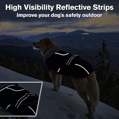 Lelepet Warm Dog Coat Waterproof Dog Jacket for Medium Dogs Reflective Fleece Vest with Adjustable Buckle Hook & Loop Windproof Cold Weather Coats for Small Medium Large Dogs, Navy Blue, M