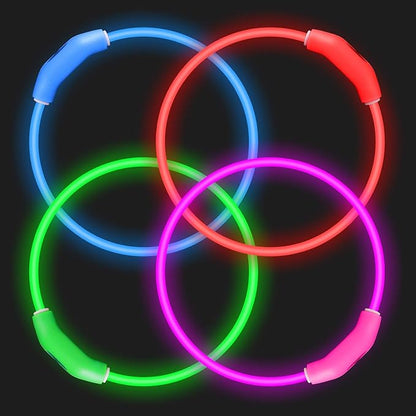 Novkin 2-Pack LED Dog Collar, Light Up Dog Collars,Rechargeable Dog Lights for Night Walking，Universal, Reusable Safety Necklace for Small Medium Large Dogs RED&Pink