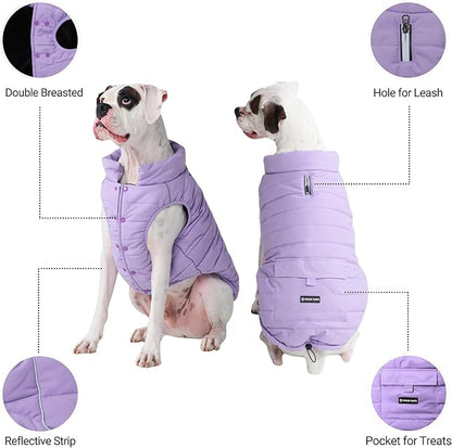 Spark Paws Dog Winter Jacket, Water-Resistant Coat, Warm Reflective Windproof Fleece-Interior, for Medium and Large Dogs - Lilac - XL