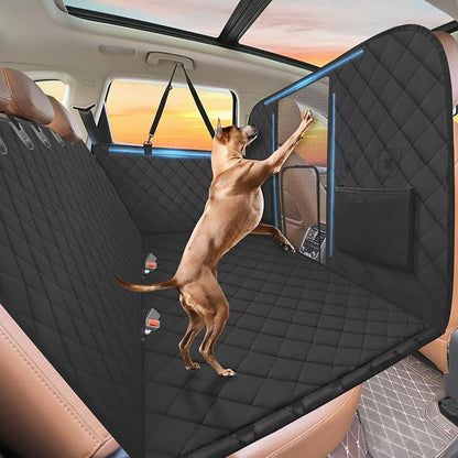 ROUWINNE High Barrier Back Seat Extender for Dogs, Hard Bottom Dog Car Seat Cover for Back Seat Holds 420lbs, Backseat Protector Pet Bed, Waterproof Dog Hammock for Car SUV and Trucks