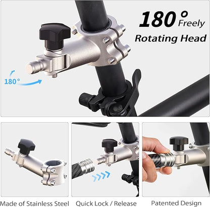 Hands-Free Bicycle Dog Leash for Cycling - 180° Rotating or Fixed Quick-Attach System, Built-in Shock-Absorbing Spring, Anti-Pull Design, Thick Steel Wire Rope 550 lbs (Carbon Fiber)
