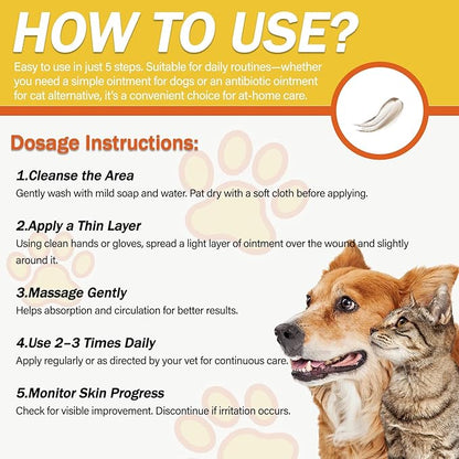 Wound Care Ointment for Dogs & Cats - Antibiotic Wound Ointment for Dogs, Cat Wound Ointment, Hot Spot & Itchy Skin Relief, Vet-Recommended Healing Ointment, 1oz