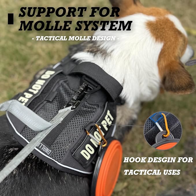 Tactical Dog Harness for Small and Medium Breeds, Air Dog Vest No Pull with Reflective Do Not Pet Patches, Breathable Dog Molle Vests for Training Walking Hunting Black