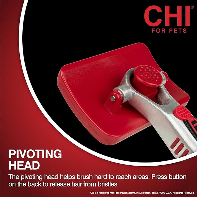 CHI for Dogs Self-Cleaning Pivoting Slicker Brush - High-End Dog Grooming Brush for Small Breeds - Detangling and Deshedding Tool for Coats - Size Small for Everyday Use - 3 Pack