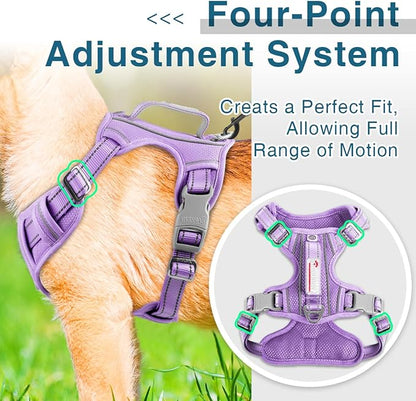 BARKBAY Dog Harness No Pull with ID Tag Pocket - Heavy Duty, Reflective, Easy Control for Large Dogs(Violet Purple,S)