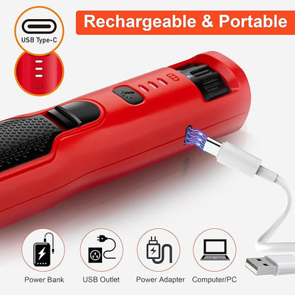 7-Speed Dog & Cat Nail Grinder with Light - Ring LED Safe to Avoid Overcut, Quiet Low Vibration & Powerful Fast, Cordless Rechargeable Toenail Trimmer for Small & Large Puppy & Breeds Paws(Red)