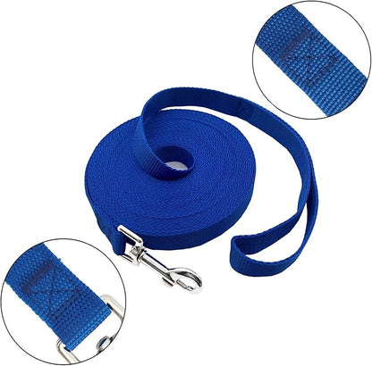 PETGOGO 15ft 20ft 30ft 40ft 50ft Long Dog/Puppy Lead Obedience Recall Training Dog Leashes for Small Medium Dogs Camping, Training, Play, or Backyard (Blue, 1" x 30FT)