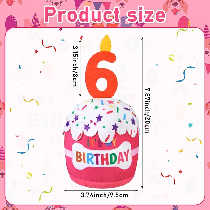 Dog Birthday Cake Toy Accessories for Girl Boy Gifts, Squeaky Plush Toy for Dog Birthday Party Decor Favor for Large, Medium and Small Dogs(6th,Pink)
