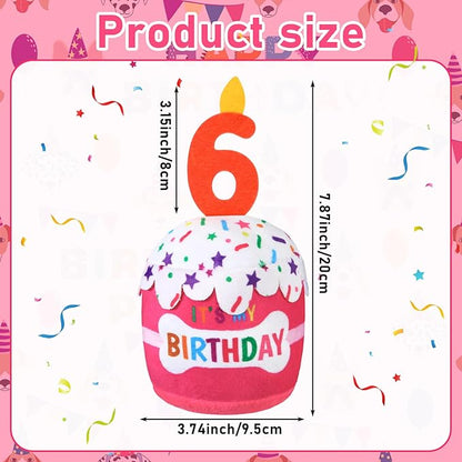 Dog Birthday Cake Toy Accessories for Girl Boy Gifts, Squeaky Plush Toy for Dog Birthday Party Decor Favor for Large, Medium and Small Dogs(6th,Pink)