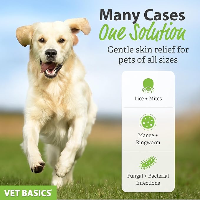 Vet Basics Lime Sulfur Dip – Skin Itch Relief Concentrated Antimicrobial & Antiparasitic Solution for Dogs, Cats, Puppies, Kittens & Horses, Helps Manage Ringworm, Mange, Skin Irritation, 16oz