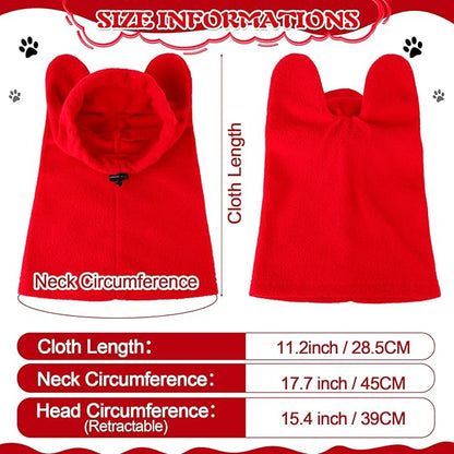 Clysee Winter Dog Hats Quiet Ears for Dogs Ear Muffs Pet Neck Warmer Scarf Hoodie Noise Protection Cover Beanie Head Wrap Costume for Pet Dog Cats(Red,S)