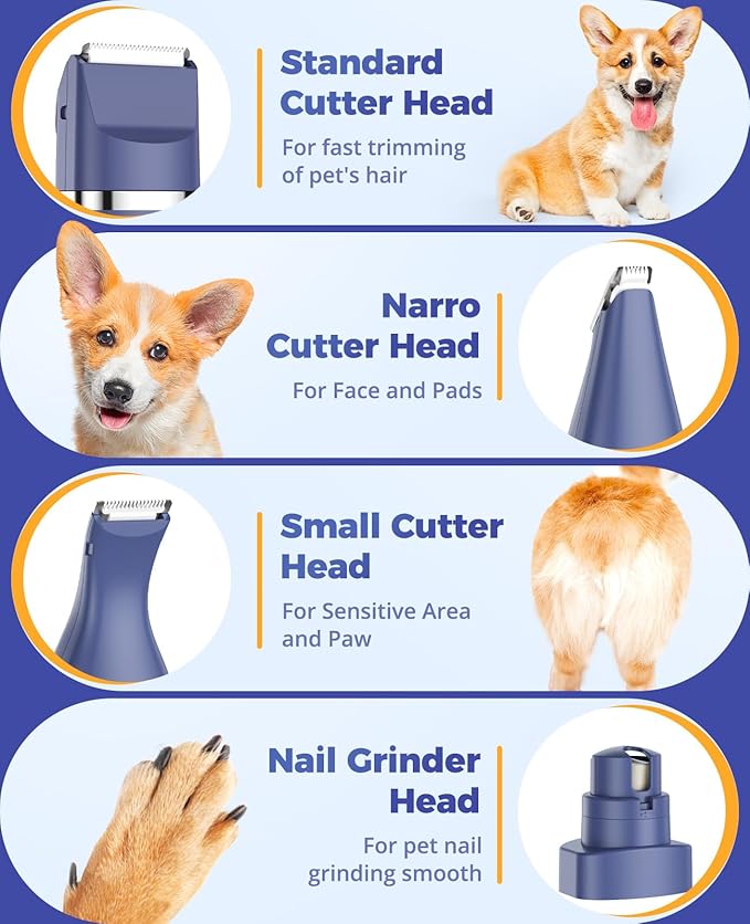 oneisall Dog Clippers with Double Blades,Cordless Small Pet Hair Grooming Trimmer,Low Noise for Trimming Dog's Hair Around Paws, Eyes, Ears, Face, Rump (Purple)