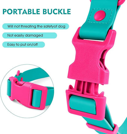 Wolfone Waterproof Adjustable Dog Collar for Small Medium Large Dogs Comfort Sturdy Odor Proof Easy Clean with Quick Release Buckle（Viridian Green Large）