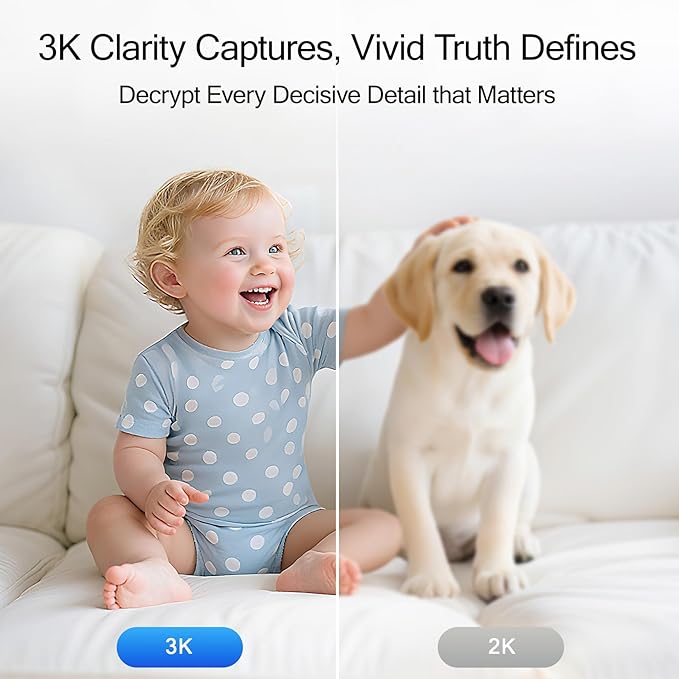 CINMOORE 5G Security Camera Indoor 2-Pack, No-Monthly-Fee AI Tracking Facial Recognition, 3K Pet/Dog Camera with Speaker/Phone App, PTZ WiFi Baby Monitor Cameras for Home Security, 0-Glow Night Vision