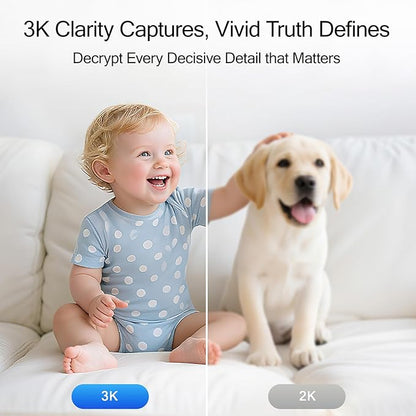 CINMOORE 5G Security Camera Indoor 2-Pack, No-Monthly-Fee AI Tracking Facial Recognition, 3K Pet/Dog Camera with Speaker/Phone App, PTZ WiFi Baby Monitor Cameras for Home Security, 0-Glow Night Vision