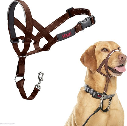 Halti Headcollar - Stop Your Dog Pulling on The Leash. Adjustable, Reflective and Lightweight, with Padded Nose Band. Dog Training Anti-Pull Collar for Medium Dogs (Size 3, Deep Walnut)