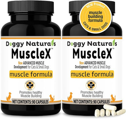 MuscleX™ Canine Muscle Formula Cats & Small Dogs with 300 mg CaHMB & Vitamin D3 - Natural Muscl Building Formula-Helps Reduce Muscle Loss Due to Normal Aging & Improves Recovery from Injury(180 Caps)