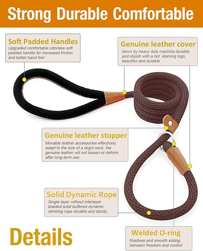 lynxking Dog Leash Slip Lead Rope Leash Strong Heavy Duty Braided Dog No Pull Training Lead for Medium Large and Small Dogs