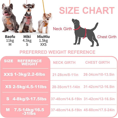 Puppytie No Pull xs Dog Harness with Multifunction Dog Leash,Soft Adjustable No Choke Escape Proof Pet Harness Vest,Pink,XS