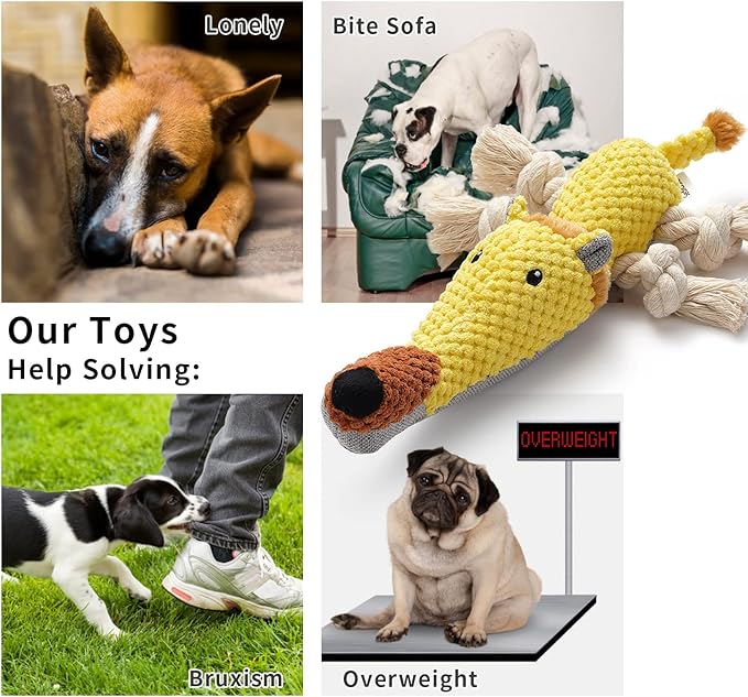 Sedioso Dog Toys, Dog Plush Toy for Large Breed, Cute Squeaky Dogs Toy with Crinkle Paper, Puppy Stuffed Animal Chew Toys for Small, Middle, Large Breed (Lion)
