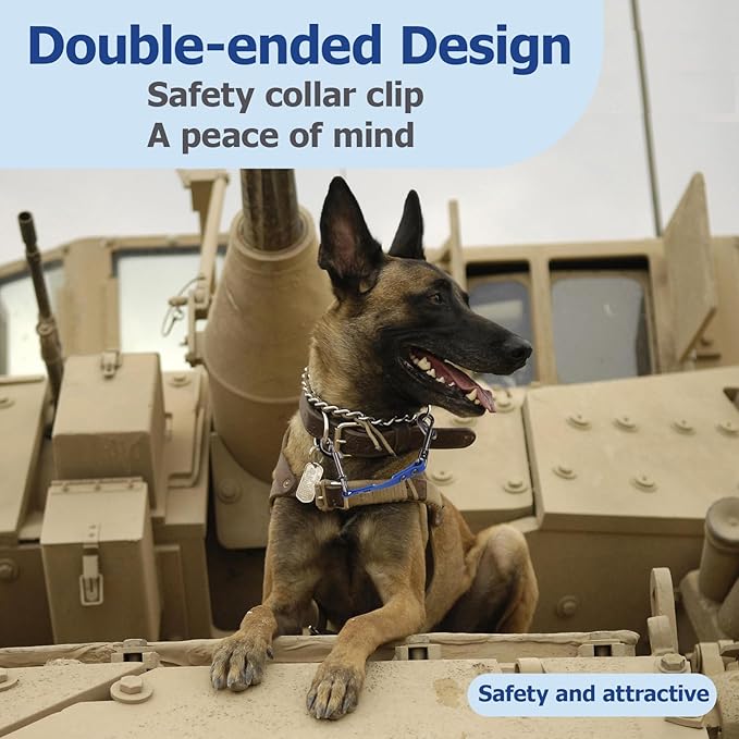 Dog Safety Collar Clip – Waterproof Backup Connector with Dual Hooks for Harness and Collar | Leash Safety Attachment for Training & Walking (Blue, 9 inch)