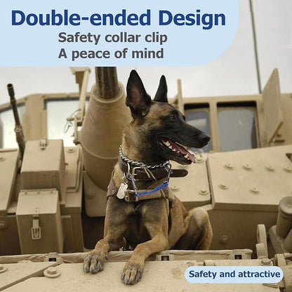 Dog Safety Collar Clip – Waterproof Backup Connector with Dual Hooks for Harness and Collar | Leash Safety Attachment for Training & Walking (Blue, 9 inch)