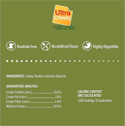 Ultra Chewy Turkey Tendon Knotted Bones for Dogs - Premium All-Natural, Hypoallergenic, Long-Lasting Dog Chew Treat, Easy to Digest, Ingredient Sourced from USA (3.5 Inches - 1 Pack)