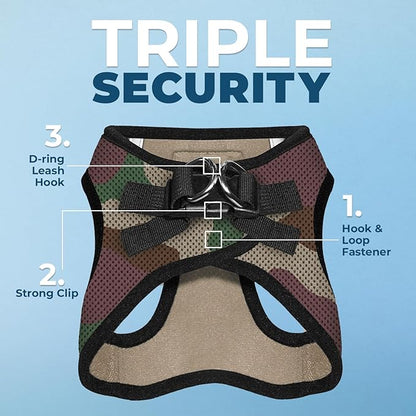 Best Pet Supplies Voyager Step-in Air Harness - All Weather Mesh, Reflective, No Pull Harness for Dogs, Cats - Secure with Hook & Loop Fastener, Buckle, Double D-Rings - Army/Black Trim, XXXS