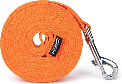 Siumouhoi Strong Durable 15ft Nylon Dog Training Leash, 1 Inch Wide Traction Rope, for Small and Medium Dog (Orange, 15 Feet)