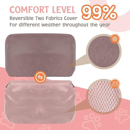 2 Pack Cat Window Perch,Cat Window Hammock Cordless Foldable Window Bed with 4 Large Strong Suction Cup,Reversible Cushion Cover,Metal Frame Easy to Adjust Window Seat Holds up to 40lbs(Brown，M)