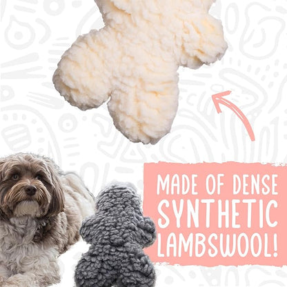 HuggleHounds Plush Dog Toy - Fuzzy Dog Toy, Plush, Soft Fleece, Interactive, Durable, For Small and Large Breeds, Puppy Toy - HuggleFleece Man, Grey