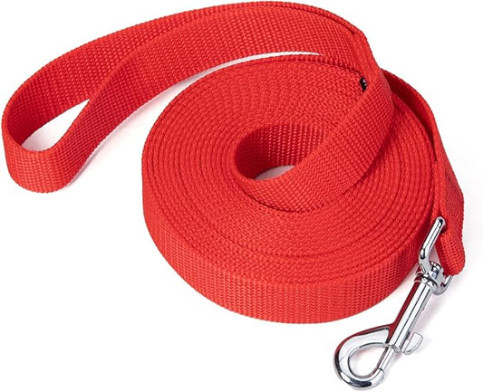 Siumouhoi Strong Durable Nylon Dog Training Leash, 1 Inch Wide Traction Rope, 6 ft 10ft 15ft Long, for Small and Medium Dog (Red, 15 Feet)