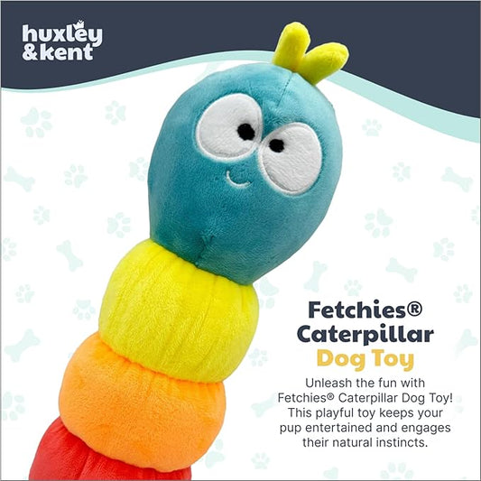 Huxley & Kent Funny Dog Toy w/Squeaker – Power Plush Squeaky Dog Toys for Small, Medium & Large Dogs – Soft Stuffed Animal for Indoor Play & Fetch - Fetchies® Caterpillar, Small